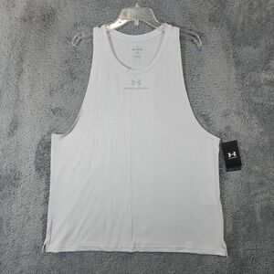 Under Armour Rush Tank Top Men's 2XL Loose White  Sleeveless Athletic Shirt NWT